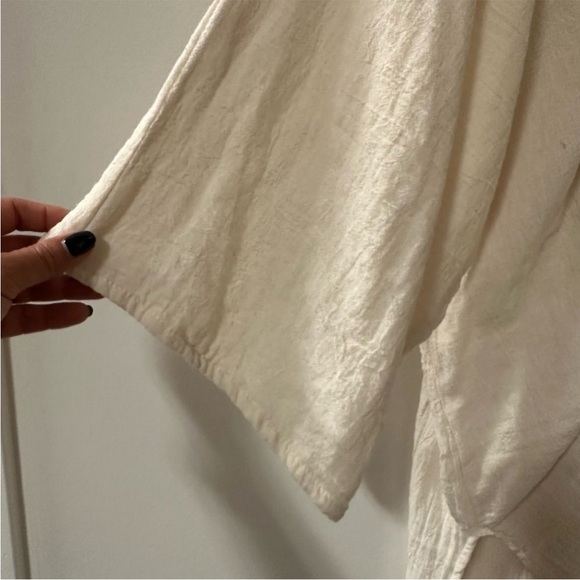 Free People x Jen’s Pirate Booty Folksong Kaftan Dress Cream Ruched V-Neck M/L - Picture 9 of 9